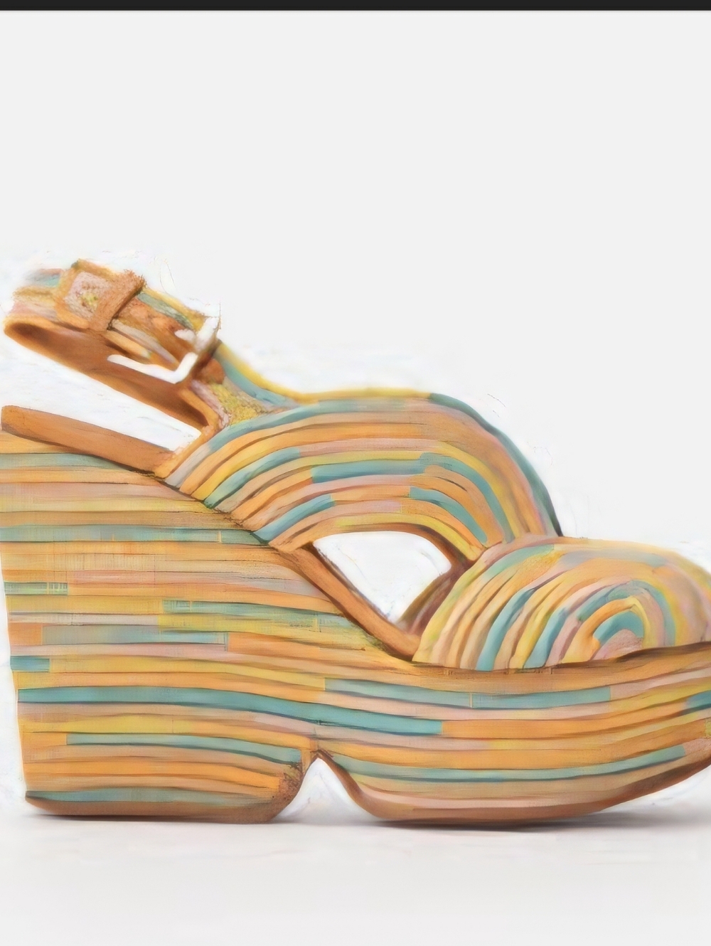 Robert Clergerie Bright Multicolor Woven Platform Sandal - Pastel Stripe -9.5